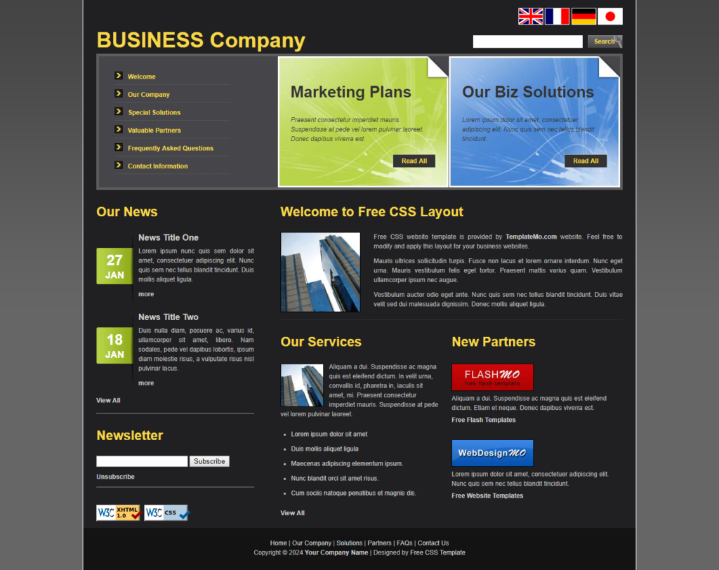 HTML CSS Business Template