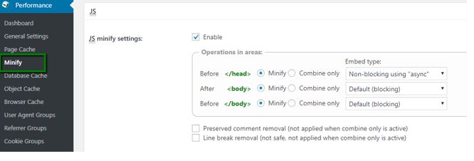 JS minify settings 